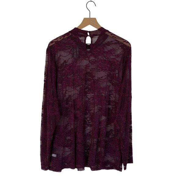 Lane Bryant Burgundy Lace Overlay Top - Picture 3 of 9